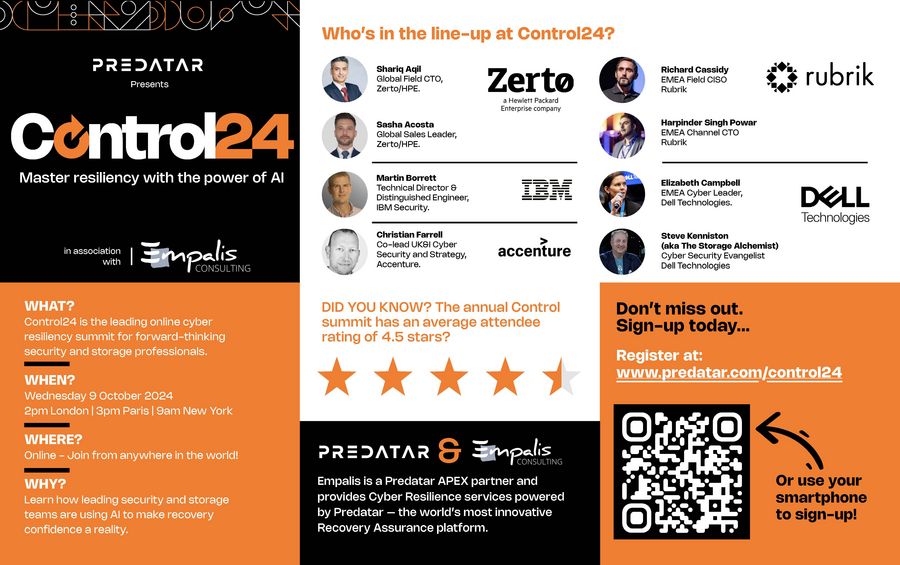 Predatar presents Control24 - the world's leading online summit for cyber resiliency.