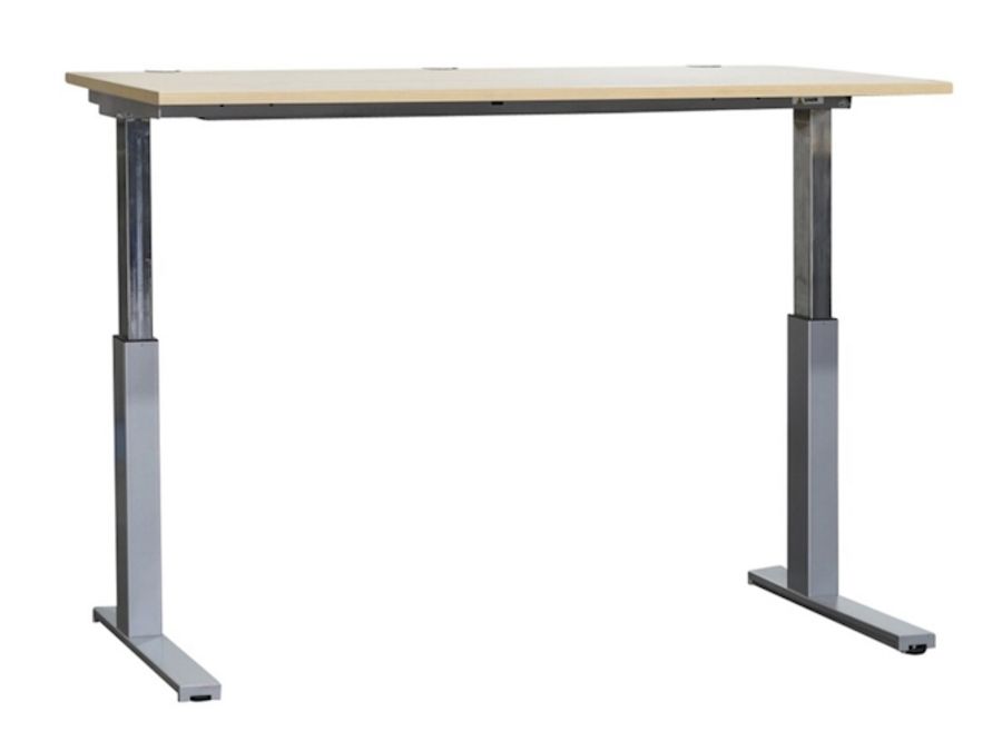 Steh-Sitz-Schreibtisch "Space" mit Gasdruckfeder von Kinnarps in ahorn, 160 x 80 cm Steh-Sitz-Schreibtisch "Space" mit Gasdruckfeder von Kinnarps in ahorn, 160 x 80 cm