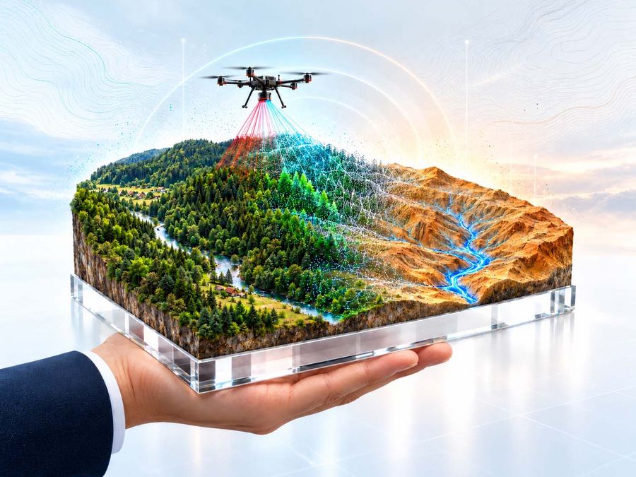 Den Wald digital entfernen. Wie LiDAR und Gaussian Splatting per Drohne Gelände in digitale Zwillinge verwandeln