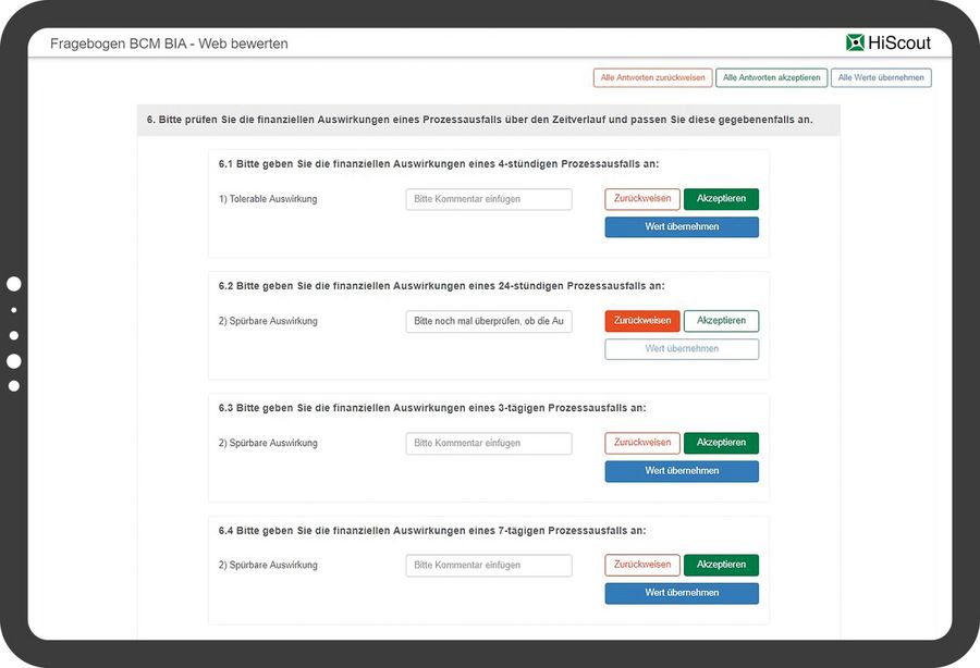 HiScout GmbH Questionnaire